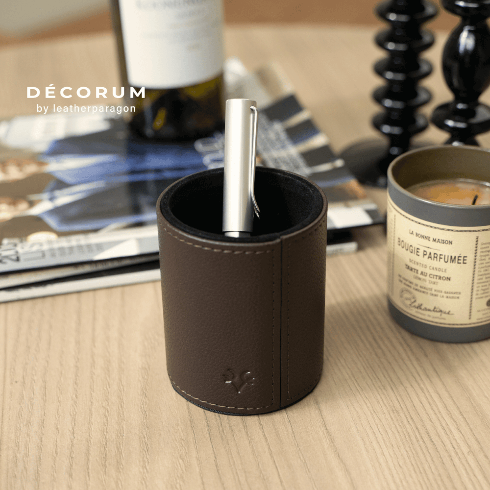 กระป๋องใส่ปากกา Decorum 11x11x10.5 cm สีน้ำตาล_1